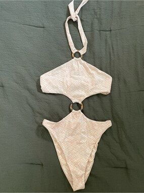 NWOT SAME SWIM Olivia One-Piece Swimsuit in Basketweave Size M